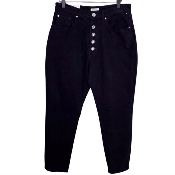 WeWoreWhat The Danielle Straight Leg Jeans Crystal Buttons Black Size 30 - Picture 4 of 13